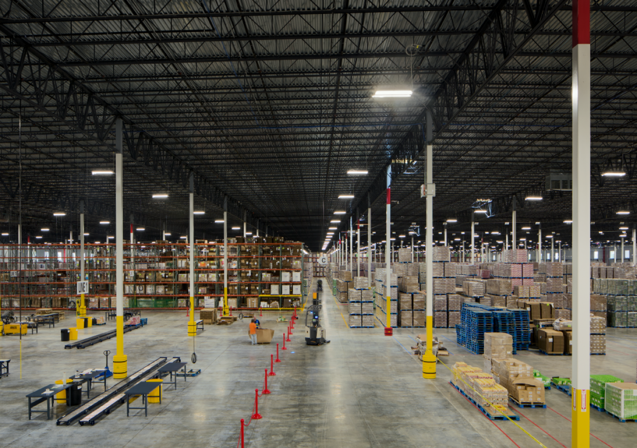 Large Warehouse with Product at Confidential Fortune 500 CPG Company's Distribution Facility Built by ARCO Construction