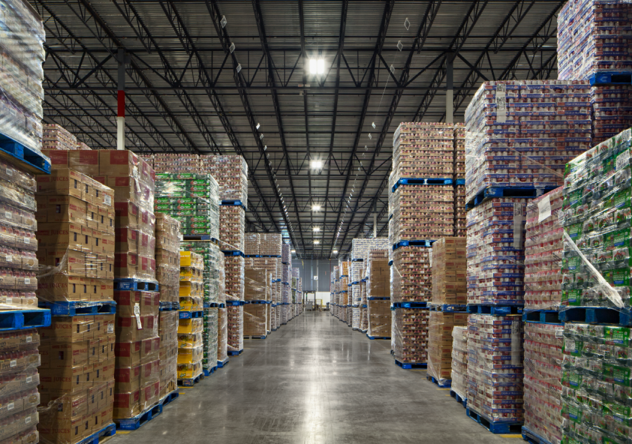Stacked Product in a Confidential Fortune 500 CPG Company's Distribution Facility Built by ARCO Construction