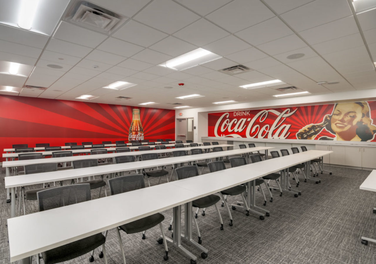 Training Room with Murals at Great Lakes Coca-Cola Beverage Distribution and Manufacturing Facility Built by ARCO