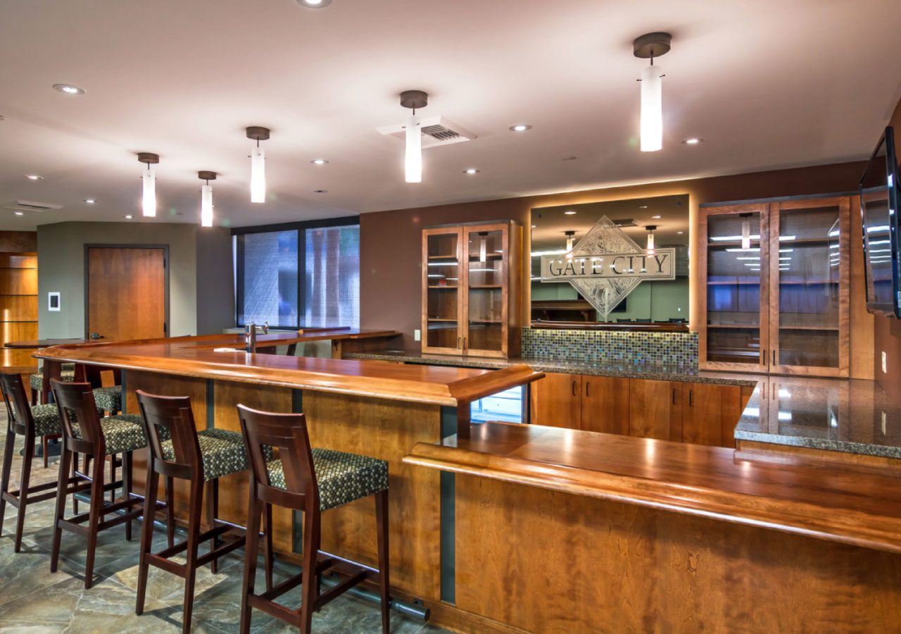 Bar in Hospitality Room at Gate City Beverage Distribution Facility Built by ARCO