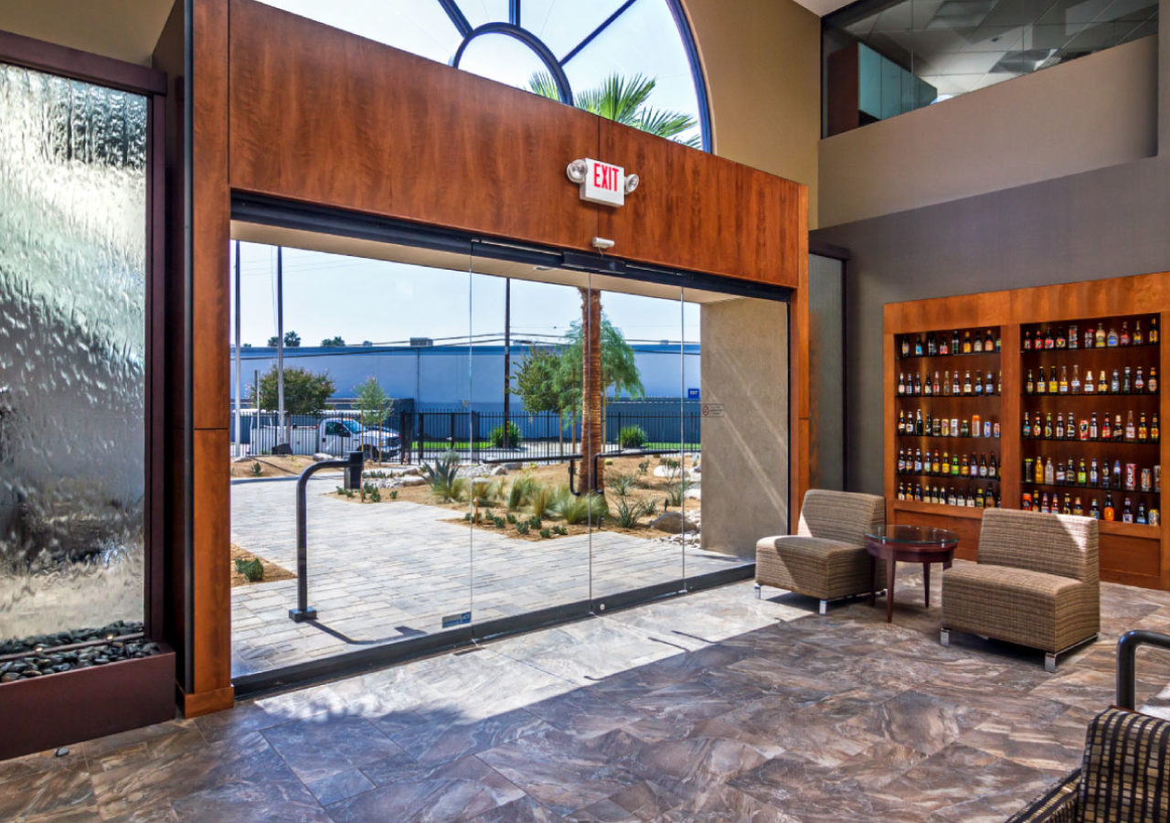 Front Entrance and Lobby at Gate City Beverage Distribution Facility Built by ARCO