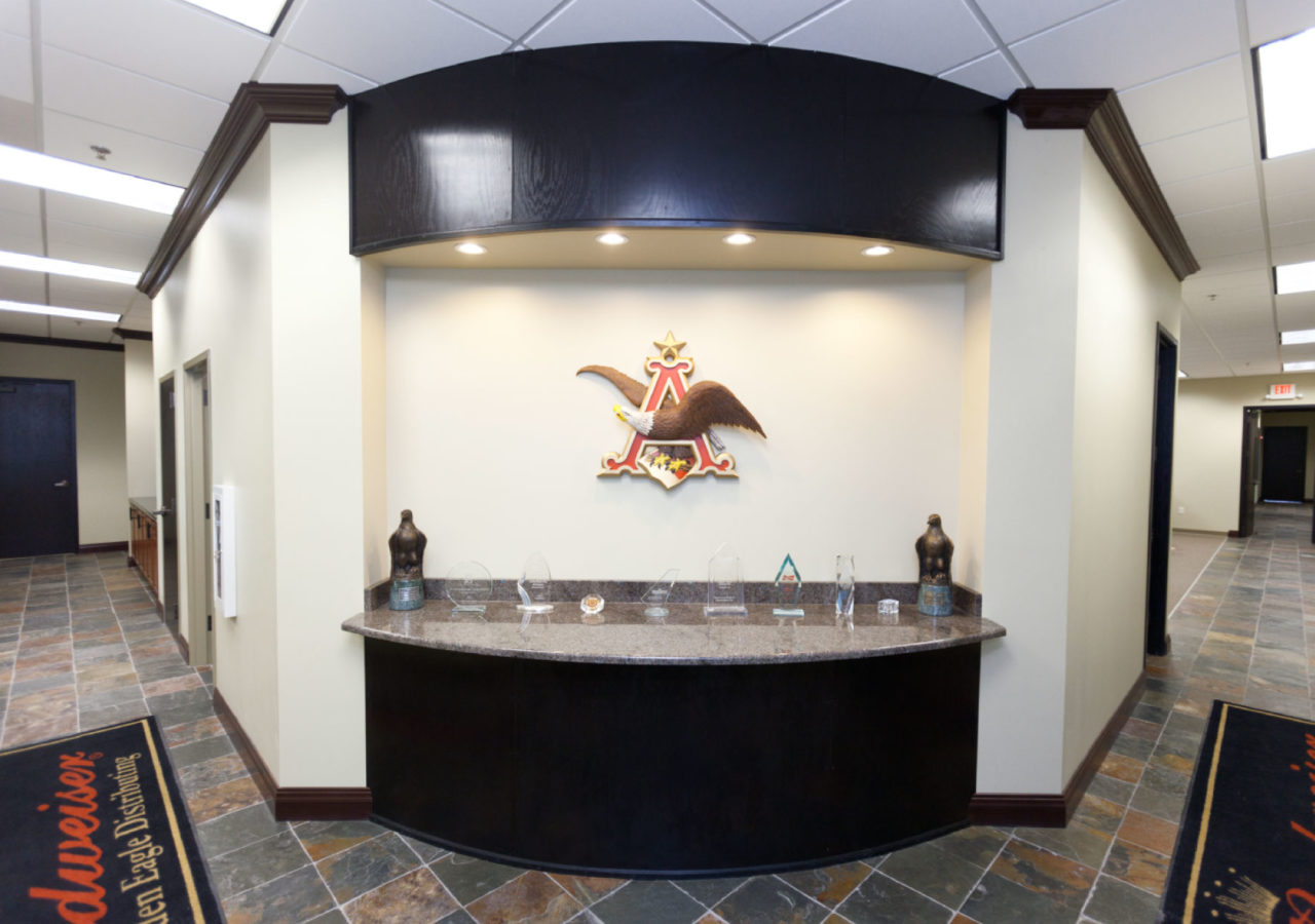 Awards in Lobby of Golden Eagle Distributing Beverage Facility Built by ARCO Construction