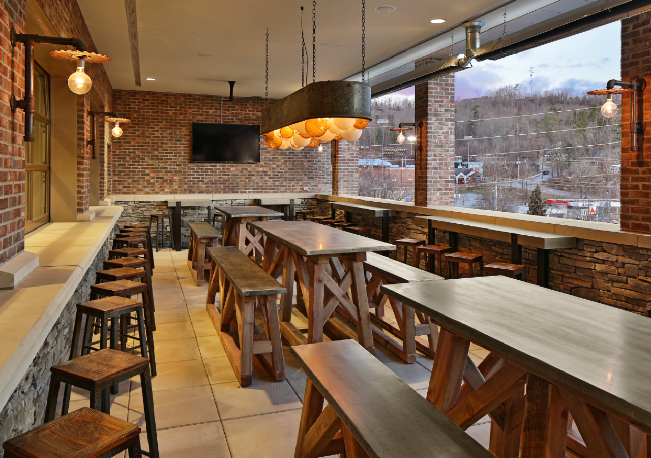 Outdoor Patio Seating at Green Man Brewery Craft Beverage Facility Built by ARCO Construction