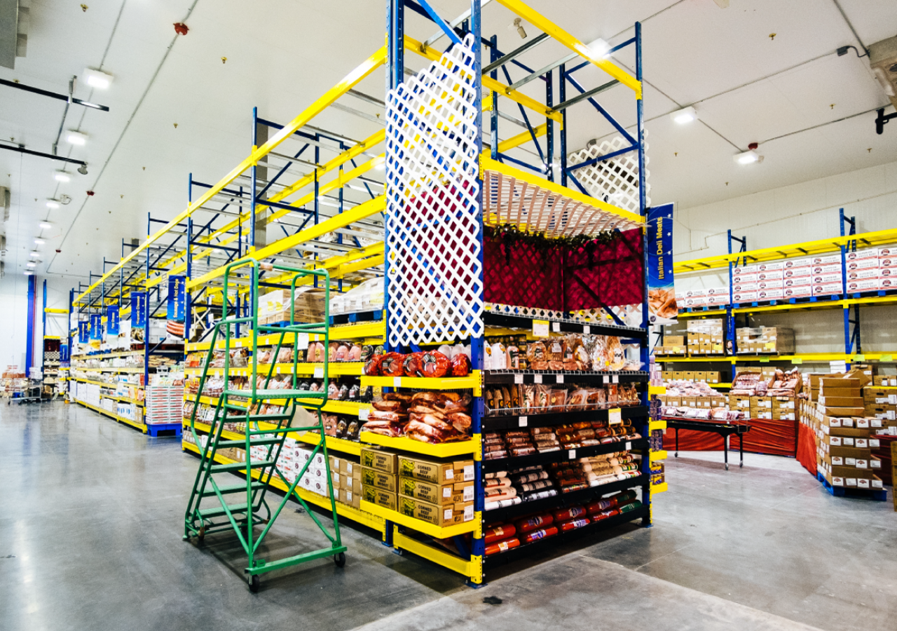 Product on Racks at Restaurant Depot Cold Storage/Food Retail Facility Built by ARCO Construction