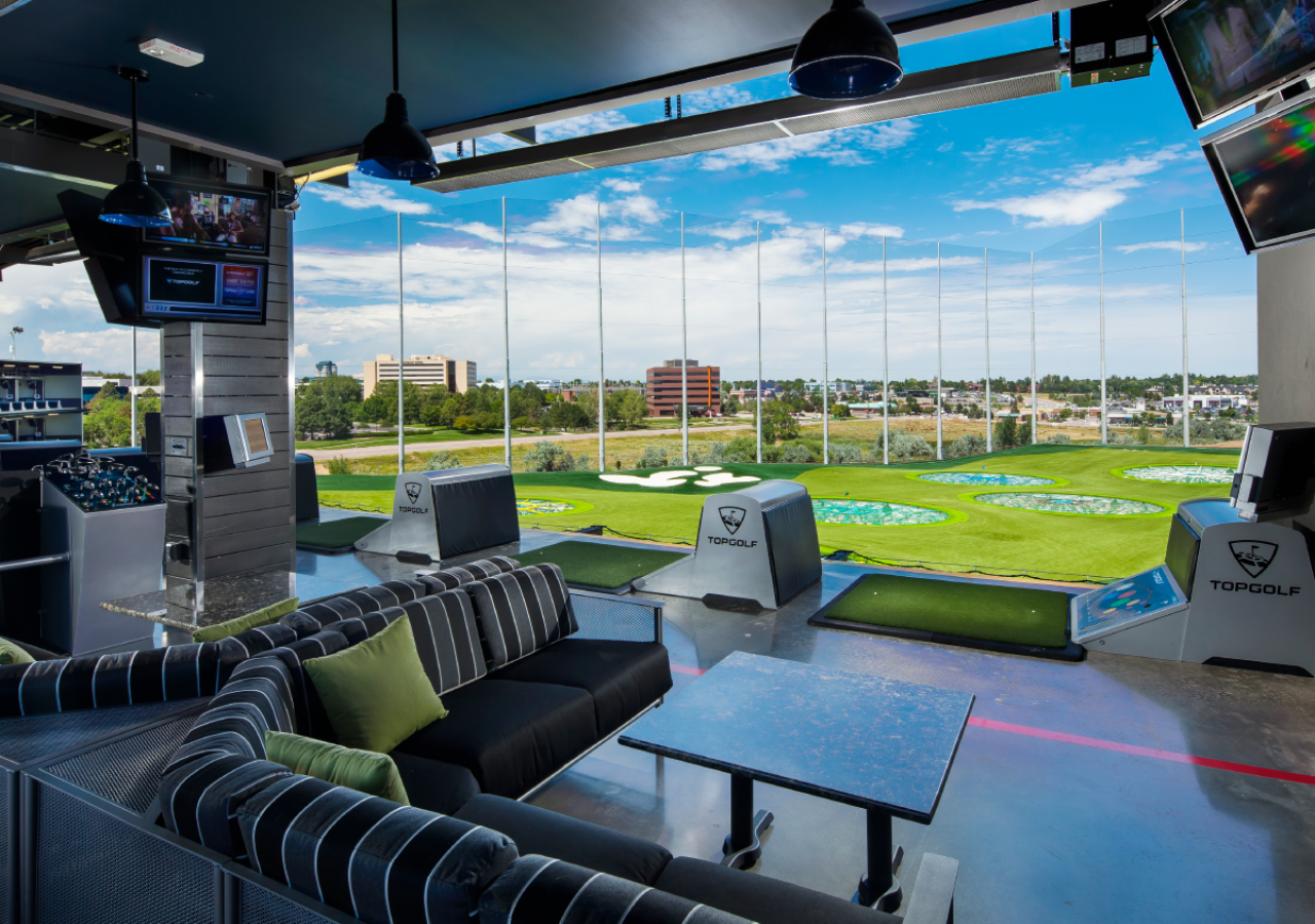 Hitting Bay and Seating at Topgolf Entertainment Facility Built by ARCO Construction