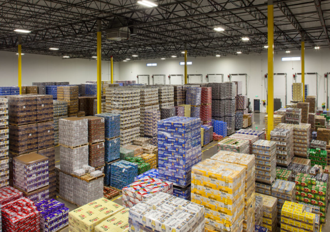 Beverage Products in Warehouse at High Country Beverage Distributing Center Built by ARCO Construction