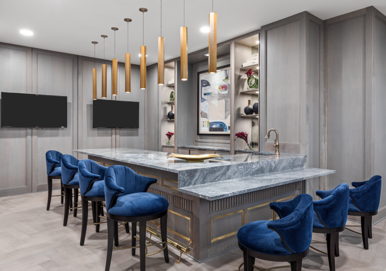 Elegant Bar Seating at Stonecrest Senior Living at the Plaza Built by ARCO Living Group