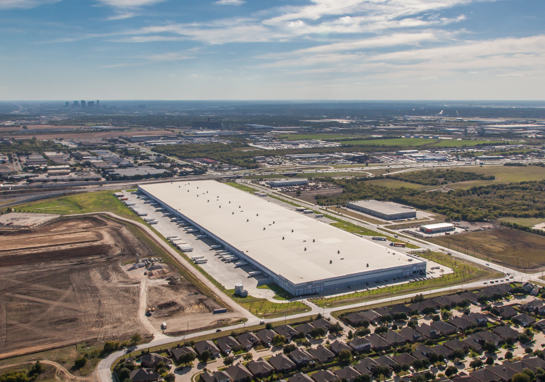 Aerial of DHL distribution facility in Forth Worth, TX