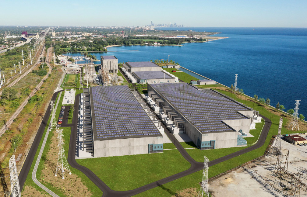 aerial view of data center and utility plant for BAE Systems in Fort Wayne, IN