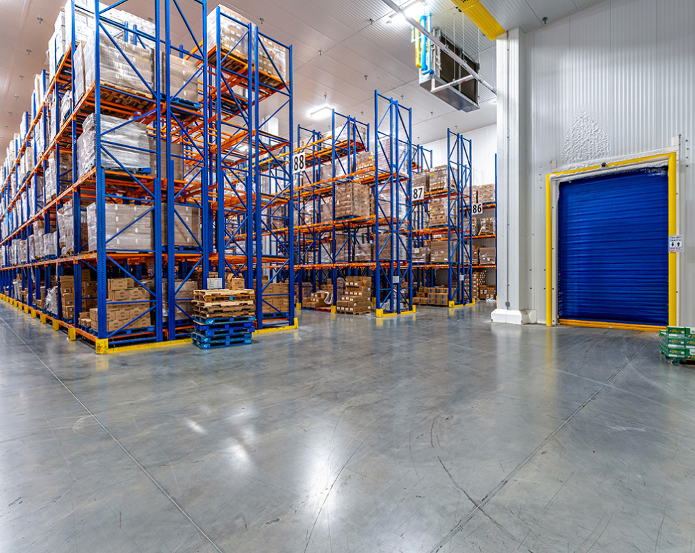 Stocked racking for a confidential client in Rancho Cucamonga, CA for their large Cold Storage Renovation