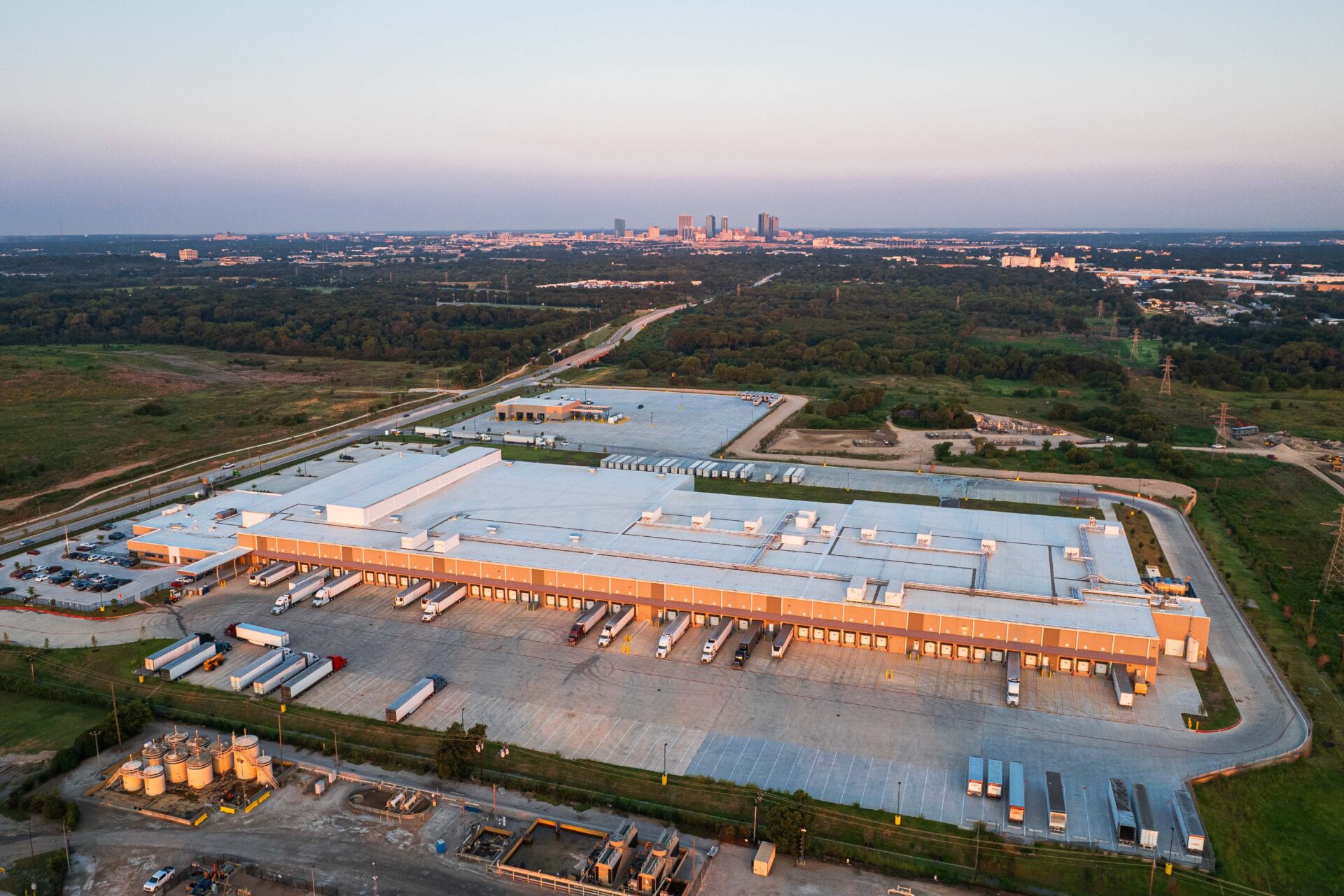 aerial shot showing docks of PFG cold storage facility in Dallas