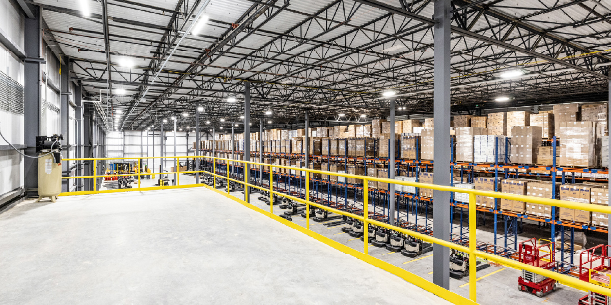 mezzanine inside of a PFG cold storage facility in Dallas