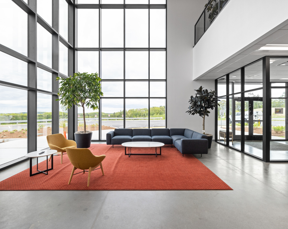 arco-national-construction-design-build-general-contractor-manufacturing-project-munters5 Front lobby for Munters Dehumidification Systems Manufacturing Facility in Amesbury, MA