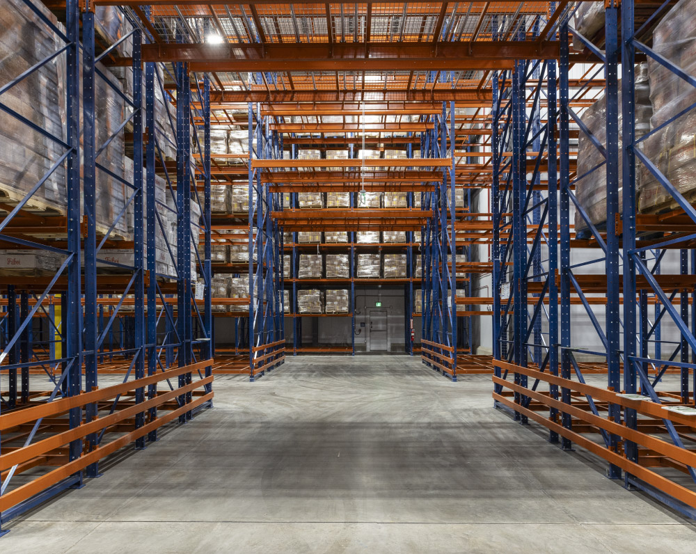 Empty racking inside the WCS Cold Storage Facility in Winchester, WV