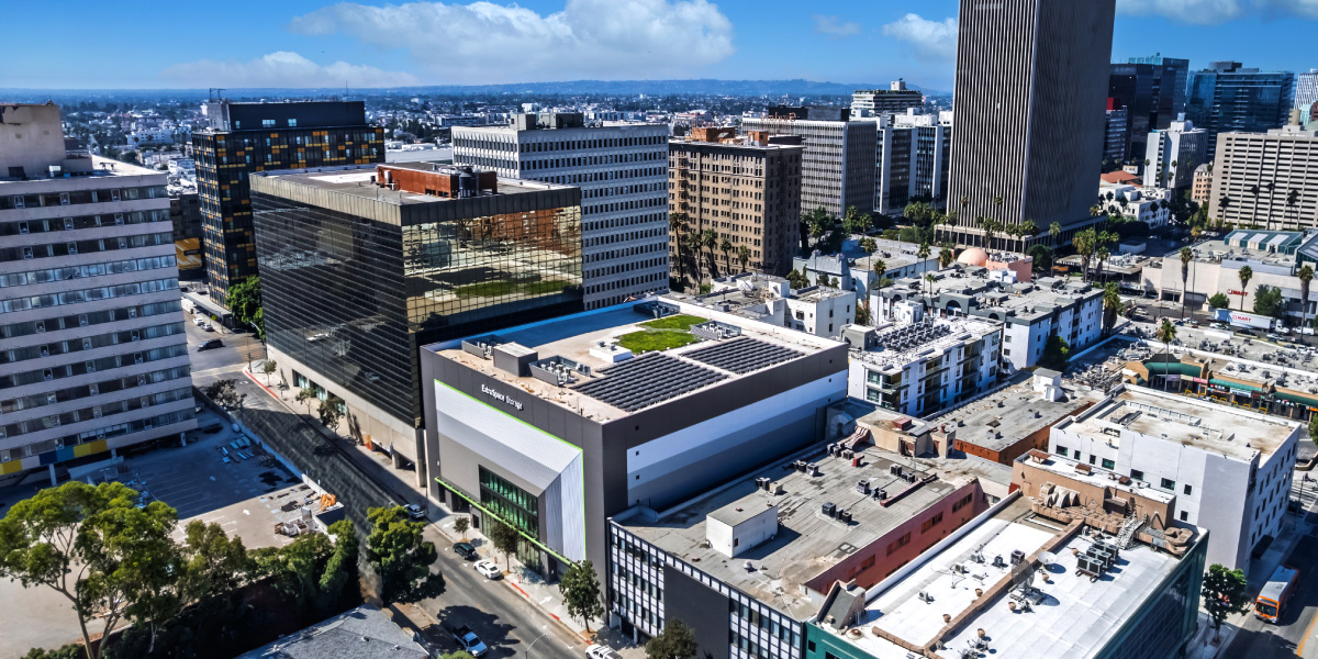 Aerial photo of Banner Real Estate Group's self storage facility in Los Angeles, CA
