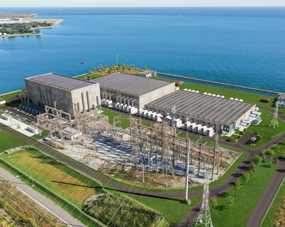 newly constructed data center and utility plant aerial