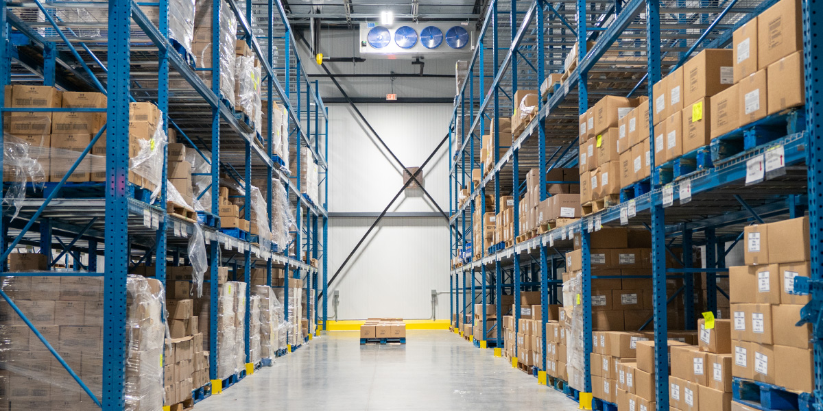 cold storage racking with product