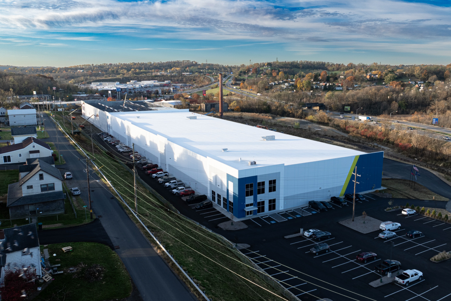 aerial photo of distribution facility built by ARCO for Crossgates & Elmhurst in Washington, PA