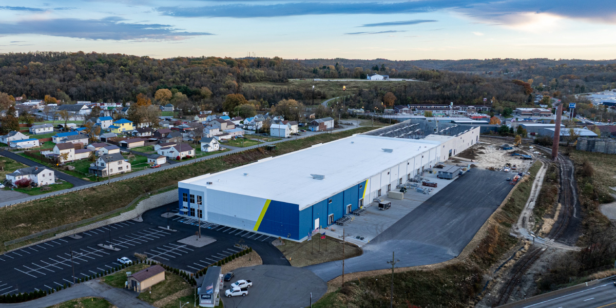 aerial photo of distribution facility built by ARCO for Crossgates & Elmhurst in Washington, PA