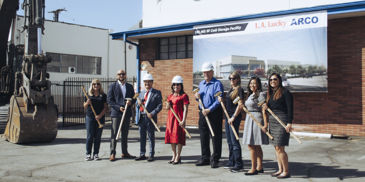 la lucky team celebrating start of construction