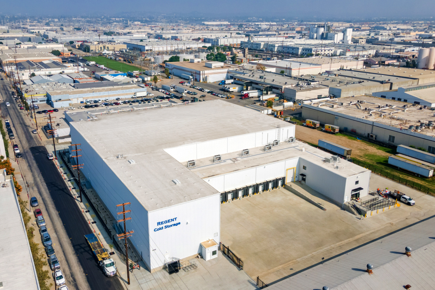 aerial photo of a cold storage facility in Vernon. CA