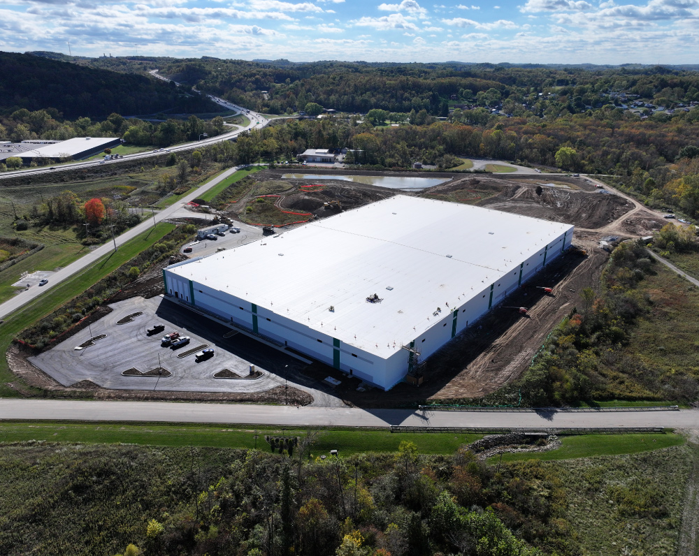 aerial view of chelsea building projects manufacturing facility under construction in pittsburgh pennsylvania