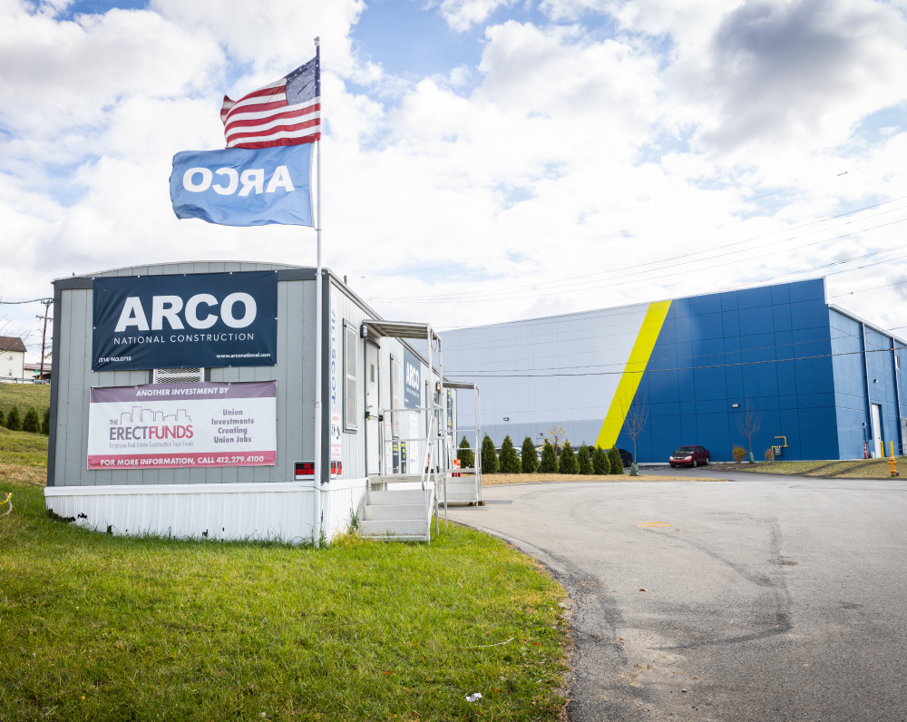 exterior view of crossgates inc distribution facility under construction in washington pennsylvania