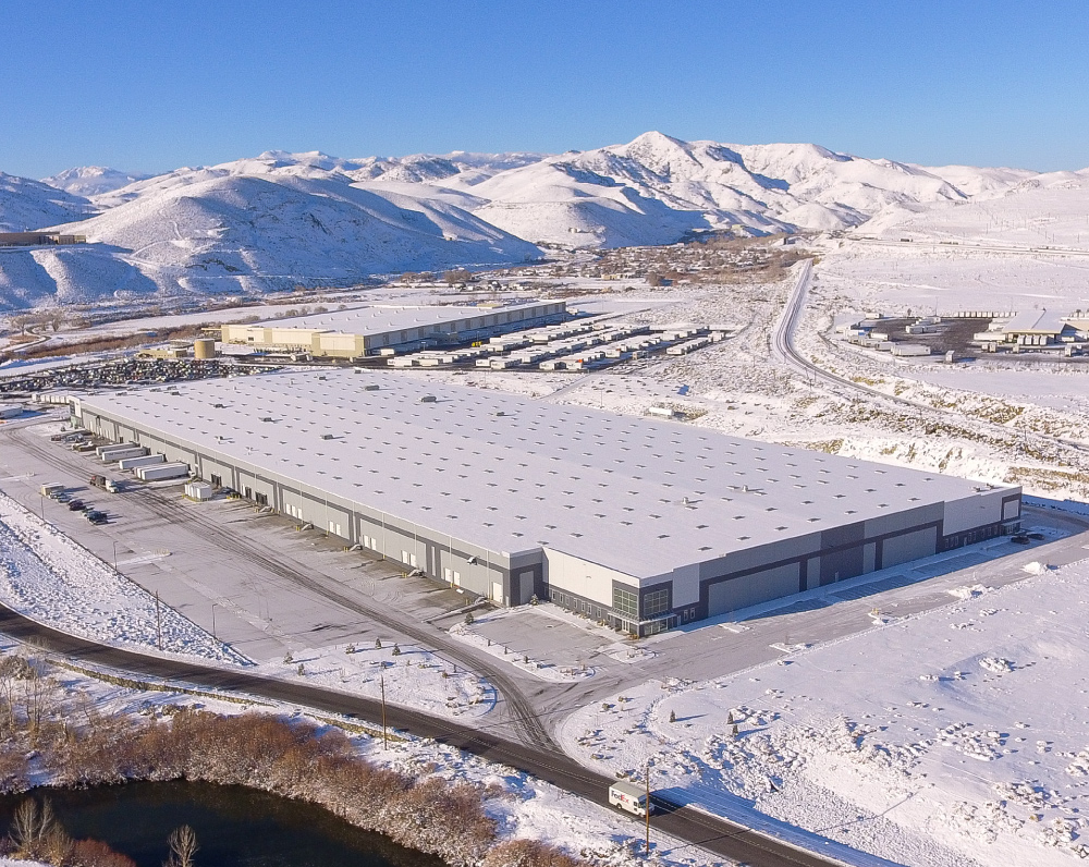 An aerial perspective of a Vistar cold storage facility located in Reno, Nevada