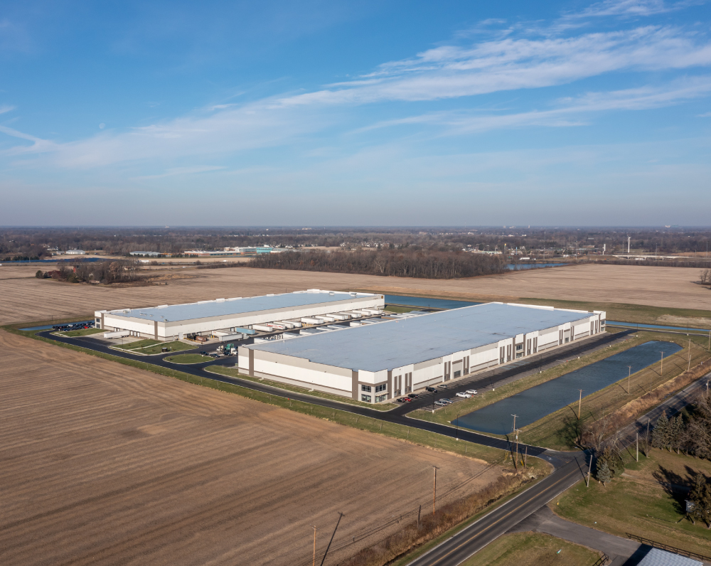 drone image of a warehouse and distribution facility in rossford ohio