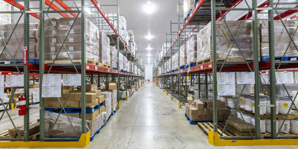 interior cold storage racking with product