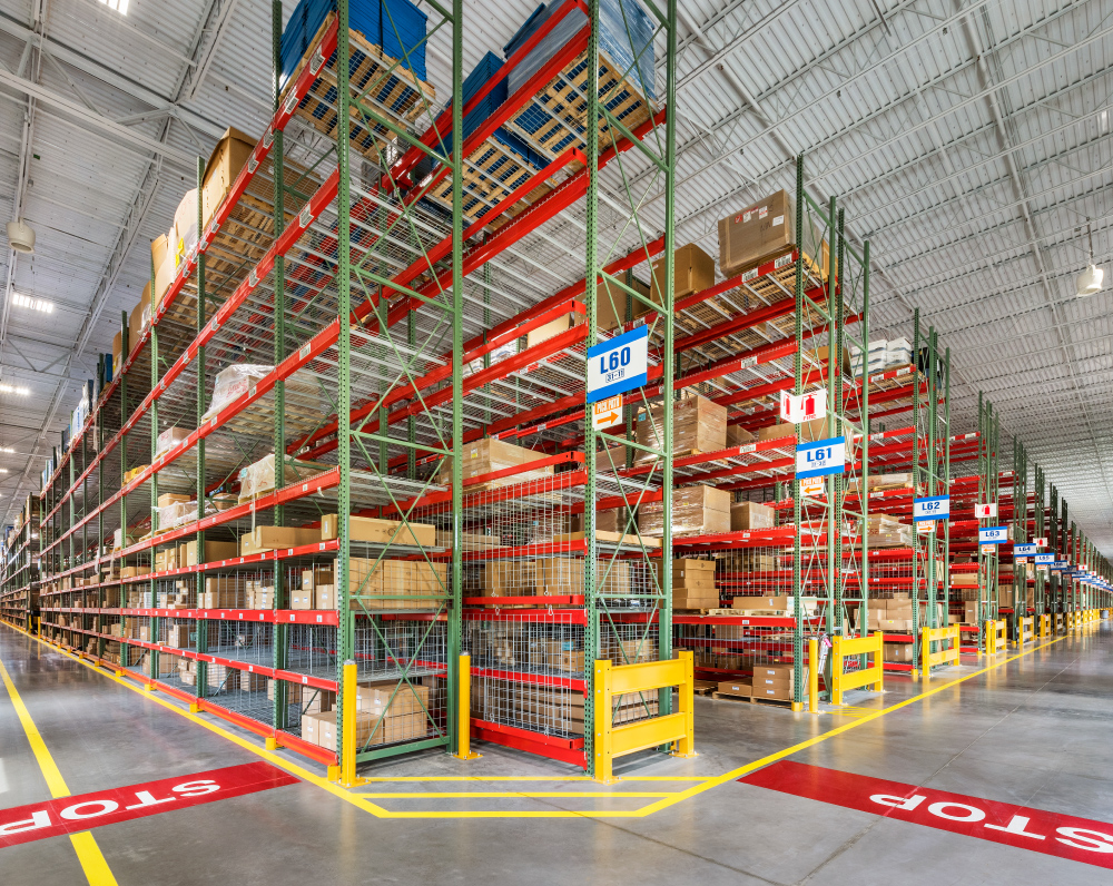 interior racking of auto component distribution facility