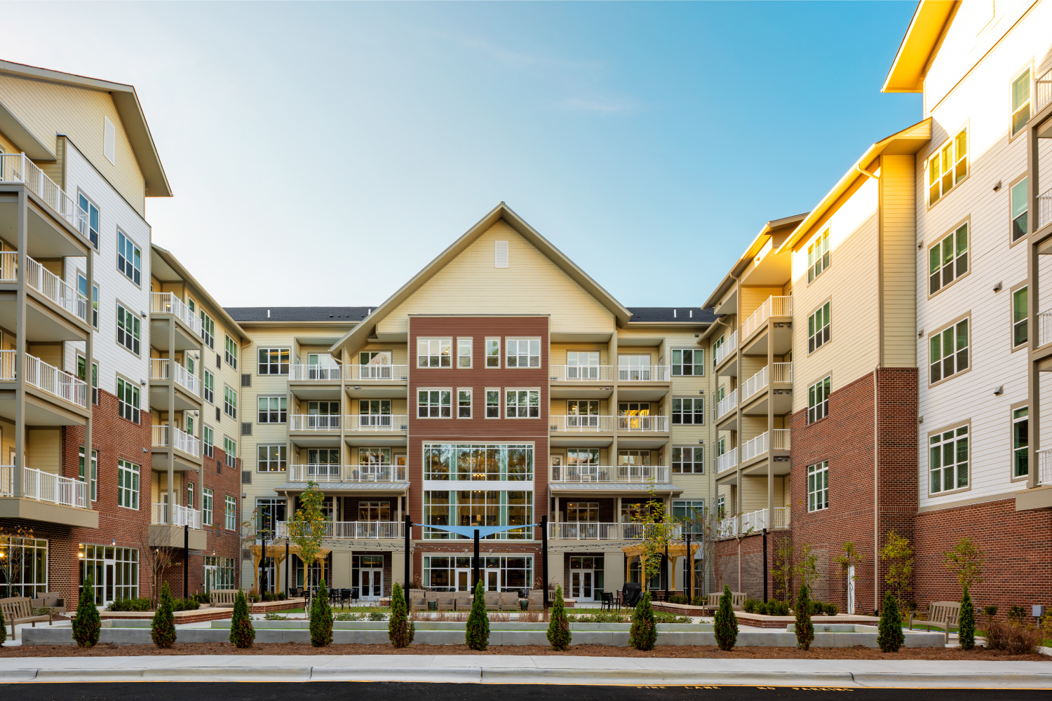 exterior image of the atria senior living development in cary north carolina