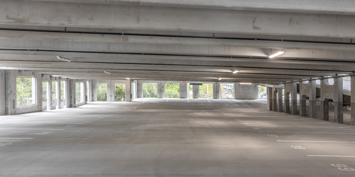 parking garage within the hub on third avenue student housing development in gainesville florida