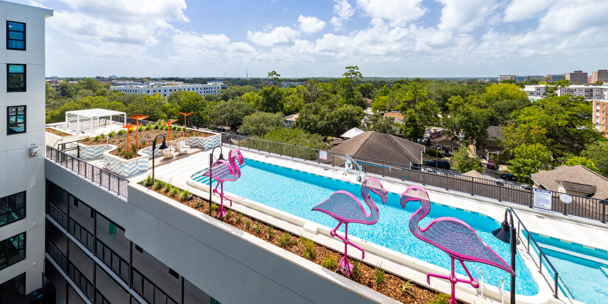 hub on university student housing rooftop pool in gainesville florida