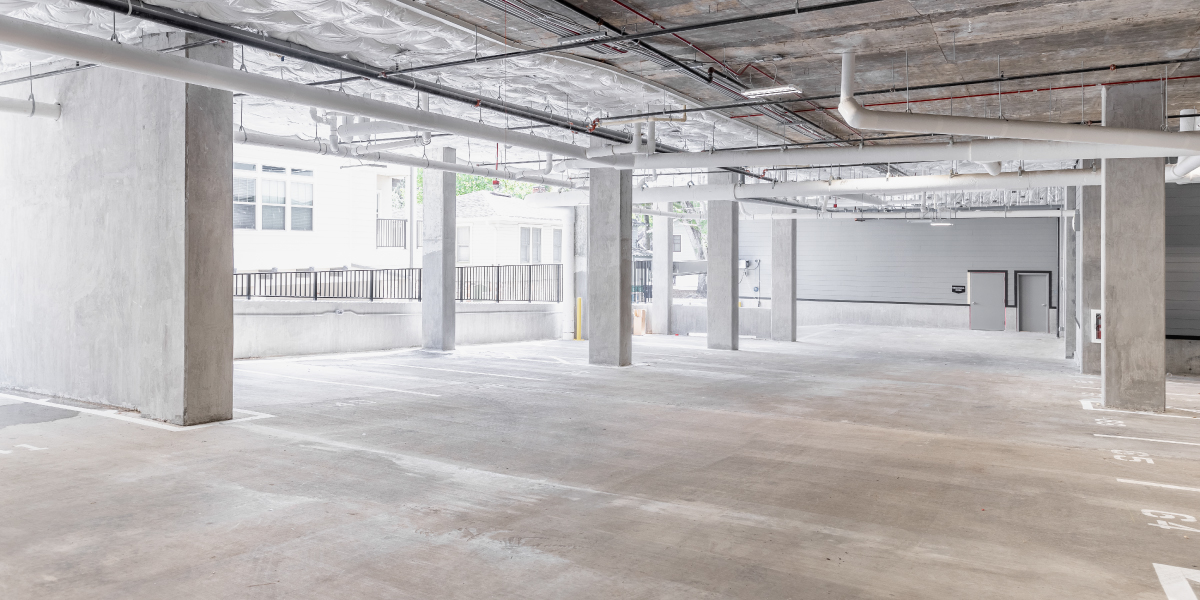 parking garage within the hub on university student housing development in gainesville florida