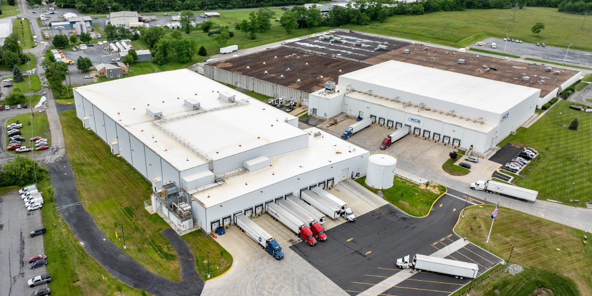 aerial image of the winchester cold storage and wcs logistics buildings in winchester virginia