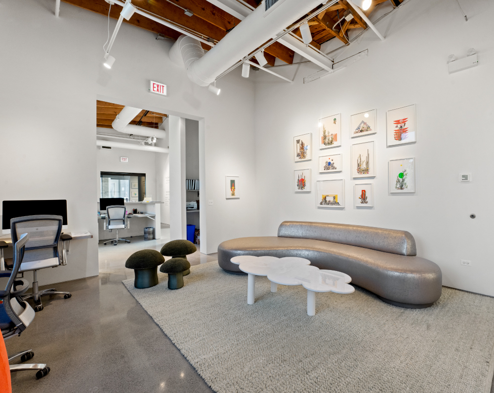 sitting area within the 424 N wood art gallery in chicago illinois