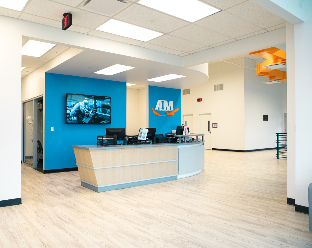 reception area of the aviation institute of maintenance renovation in hasbrouck heights new jersey