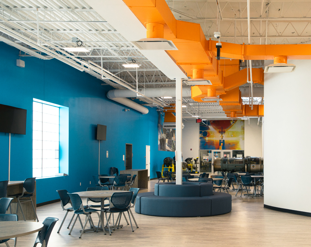 lounge area within the aviation institute of maintenance facility in hasbrouck heights new jersey