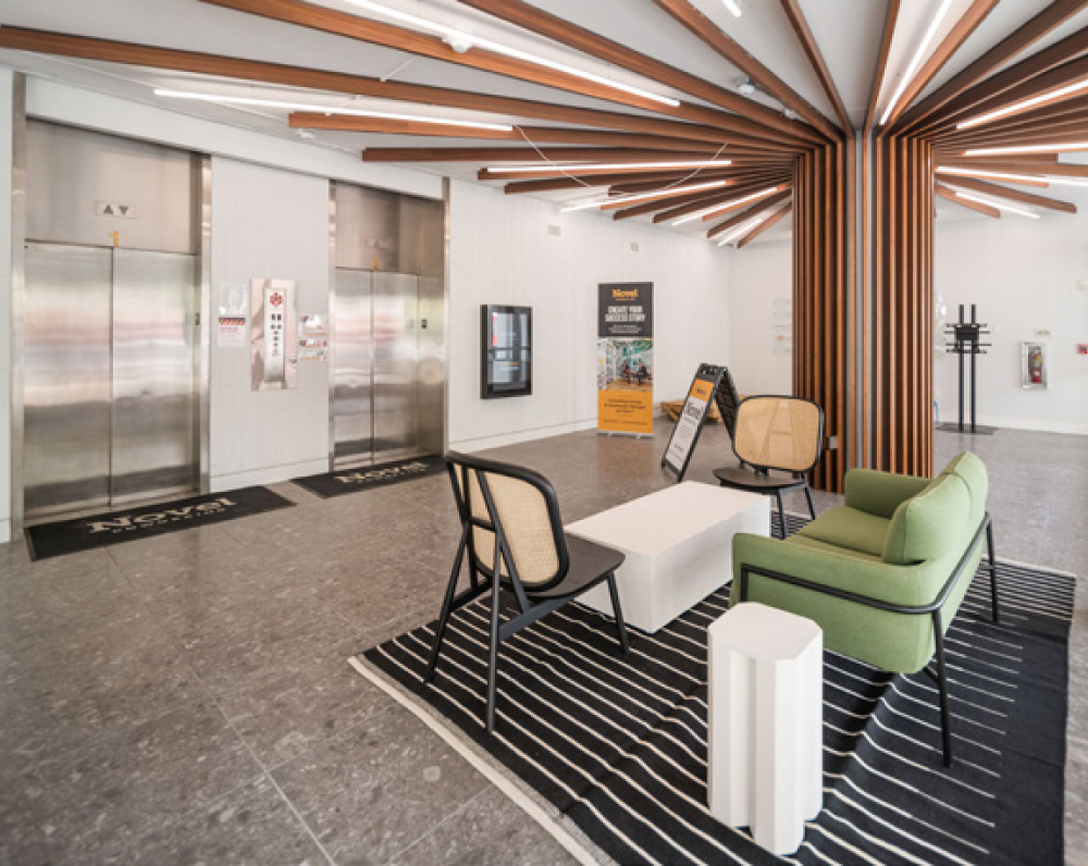 seating area within the expansive coworking miami florida building