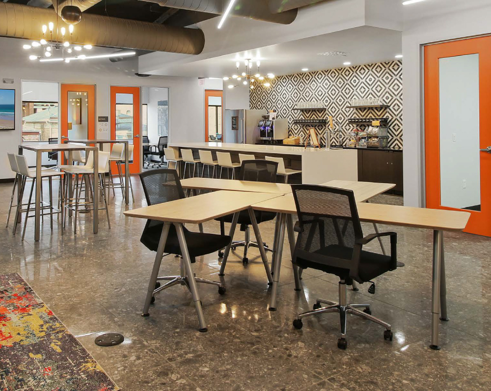 common space in the expansive coworking milwaukee office building