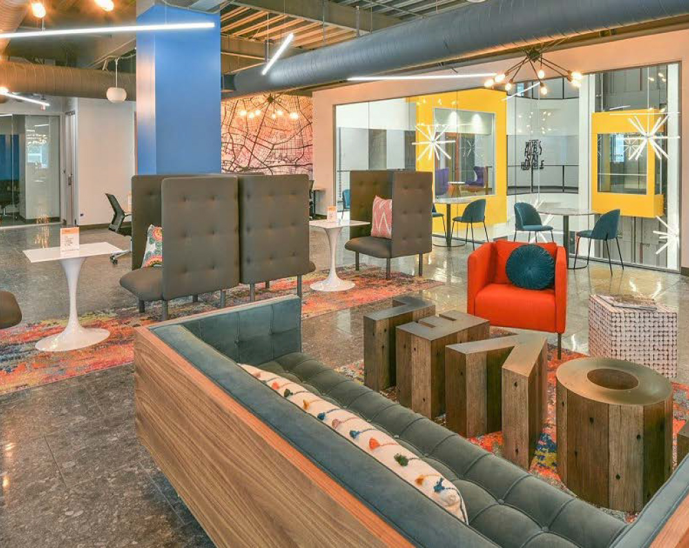 seating area within the expansive coworking building in norfolk virgina