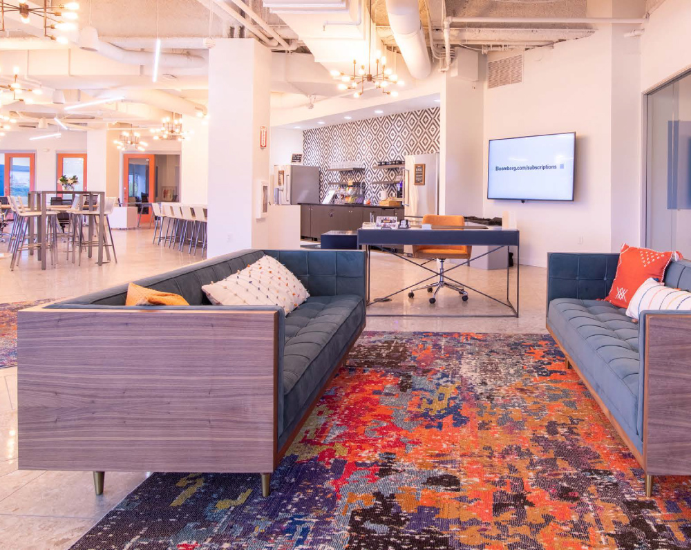 seating area within the expansive coworking building in san jose california