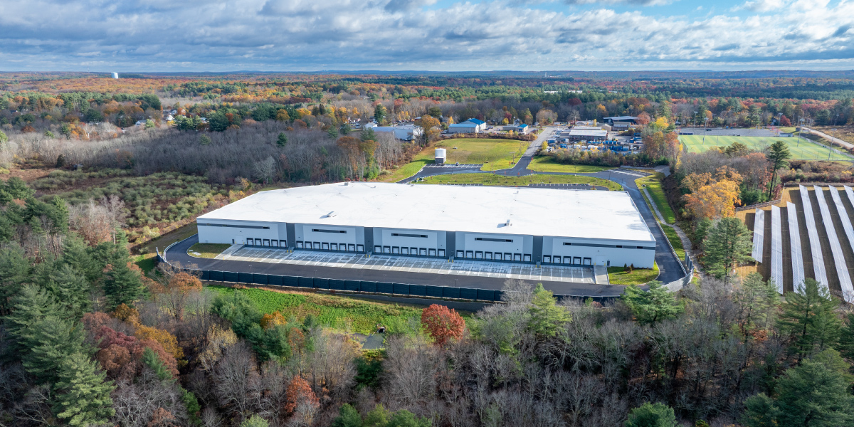 aerial view of speculative warehouse for bluewater property group in mendon massachusetts