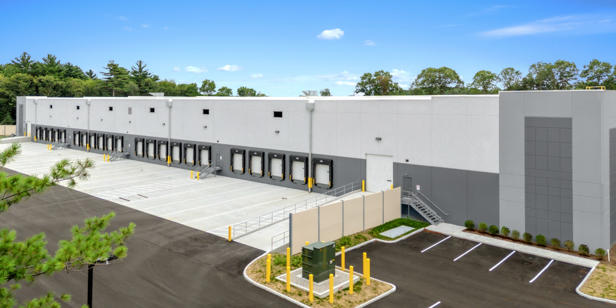 loading dock of a speculative warehouse for bluewater property group in randolph massachusetts