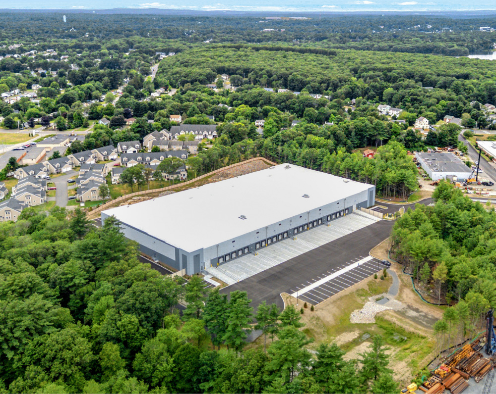 elevated view of a speculative warehouse in randolph massachusetts