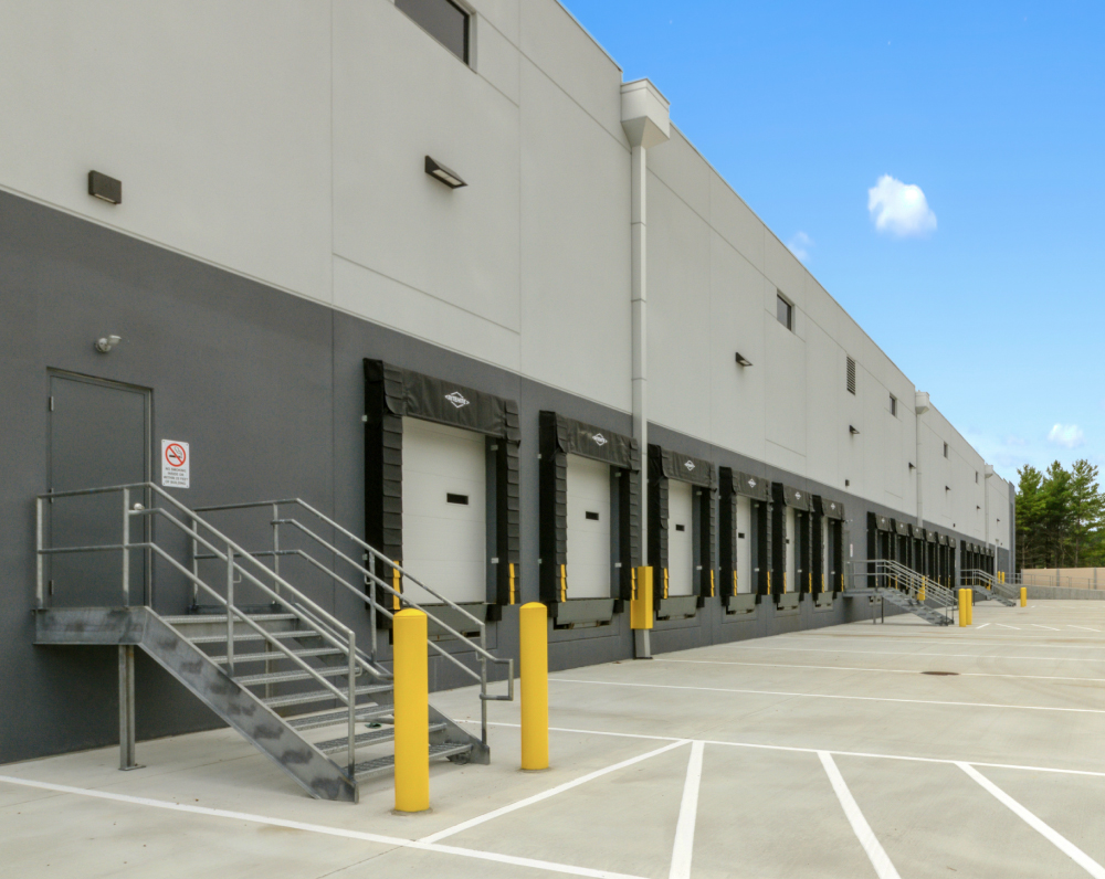 loading docks of a bluewater property group speculative warehouse in randolph massachusetts