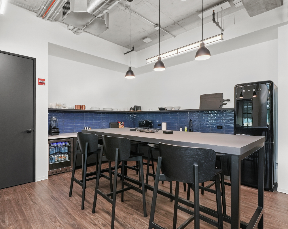 kitchen of the crow holdings industrial office in chicago illinois