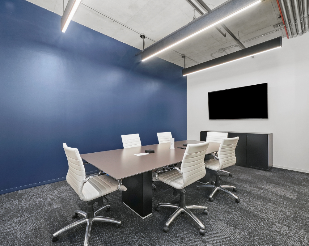 confrence room within the renovated crow holdings industrial office in chicago illinois