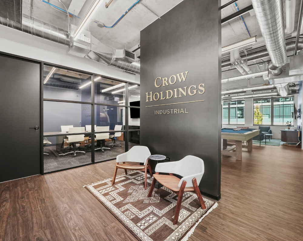 front waiting area of the renovated crow holdings industrial office in chicago illinois